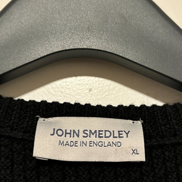 John Smedley Black Merino Wool Crewneck Sweater  Made In England Size XL - Picture 5 of 16